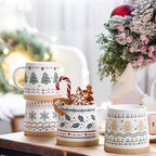 Homlouue Christmas Mugs Set of 4, Merry Christmas Mugs, Holiday Mug, Holiday Coffee Mugs, Xmas Gifts for Friends Family Coworker, 14 Oz - Image 4