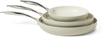Amazon Basics Ceramic Nonstick Cookware, 3-Piece Set of Frying Pans, All by AmazonBasics