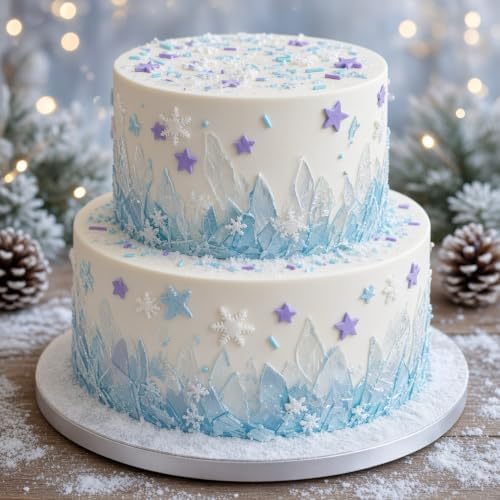 Snowflake Sprinkles Blue & White & Purple Christmas Sprinkles Mixed size snowflake Stars Jimmies CakeCookie Decorating Perfect for Wedding Party Valentine Halloween Christmas Supplies 4.58OZ - Image 3