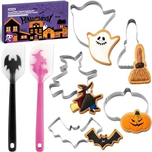 Halloween Cookie Cutters Set, 7pcs Metal Cookie Cutter Shapes & 11"Spatulas by CUISITOOL