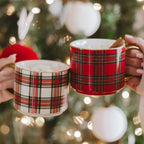 Sweet Water Decor Red Plaid Coffee Mug, 14oz China Christmas Mug with Gold Handle, Large Holiday Winter Cup for Coffee, Tea & Hot Chocolate, Stocking Stuffer Gifts for Women - Image 4