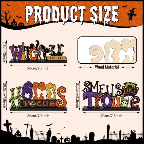 Hocus Pocus Decor, Halloween Decorations Indoor Wooden Table Sign - Image 3