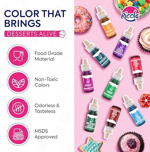 Riccle Food Coloring for Baking - 26 Bright Food Coloring Liquid Set for Cake decorations - 0.20 Fl. Oz (6 ml) / Bottle x 26 Food Dye for Icing, Christmas Cookie decorating Supplies Baking Supplies - Image 2