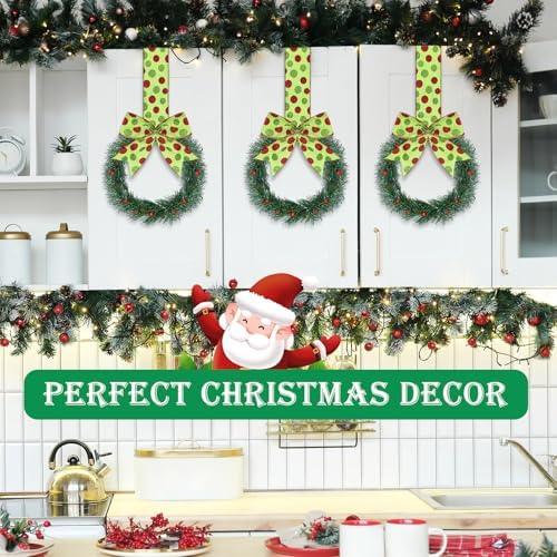 Retrowavy 12 Pcs Small Christmas Kitchen Cabinet Wreaths with Ribbon - Image 3