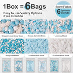 HUEBEATY 6-in-1 Edible Snowflake Sprinkles – Blue and White Winter Sprinkles for Cake Decorating, Cookies, Cupcakes & Baking | 6.36oz/180g | Frozen, Christmas, Holiday, and Winter Wonderland Decorations - Image 3