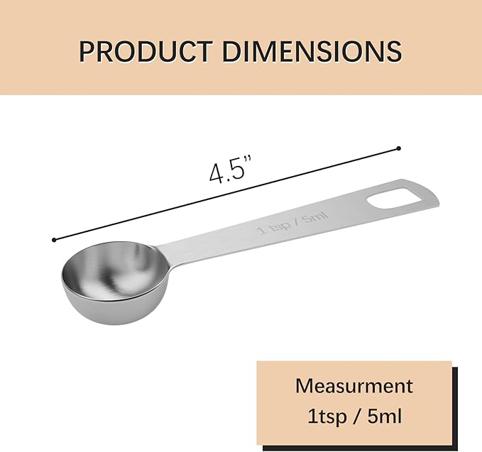 1PCS 1tsp Single Measuring Spoon, Stainless Steel Individual Teaspoons Only - Image 2