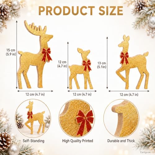 Christmas Reindeer Home Decor, 3pcs Farmhouse Christmas Decorations Indoor - Image 4