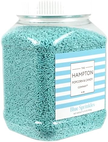 Blue Sprinkles Jimmies 1.98 Pounds Container, Blue Sprinkles For Cupcakes, Cake Sprinkles, Sprinkles For Baking, Ice Cream & More, The Hampton Candy Company by TheHamptonPopcornCandyCompany