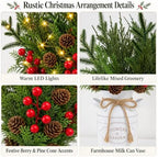 Christmas Table Decor with Metal Pot, Winter Xmas Centerpieces for Tables - Image 2
