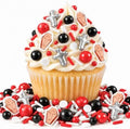Edible Halloween Sprinkles,RIP Tombstone Silver Cross,Pearl Confetti Sugar by Sugarzy