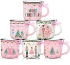 6 Pcs Christmas Mini Coffee Mugs Nutcracker Coffee Cups Pink Pastel by Suttmin