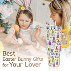 Easter Tumbler with Handle and Straw Lid 40 oz,Cute Happy Gnomes Spring Gift for Women Men Bunny Rabbit Eucalyptus Eggs Carrots Vacuum Insulated Leak Proof Stainless Steel Coffee Cup Mug - Image 7