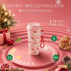YOME 17oz Christmas Ceramic Lined Insulated Coffee Mug with Infuser for Women Gift| One-handed Pop Open Lid | Stainless Steel |Keep Drinks Cold and Hot| 100% Leak Proof - Image 6