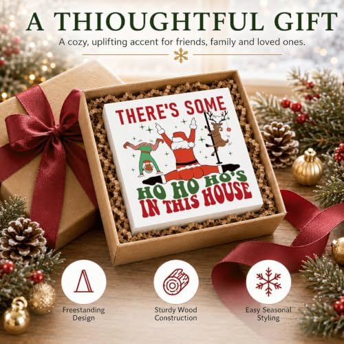 There's Some Ho Ho Ho's in This House Sign, Funny Christmas Wood Box Decor - Image 6