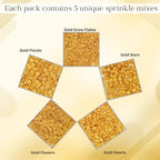 Confect Christmas Sprinkles | Gold Sprinkles | Mix Heart & Star | Flower & Snowflakes For Cake Decorating Sprinkle | Edible Sprinkle for Cupcakes - Vegan, Gluten-Free, Nut-Free, Soy-Free, Dairy-Free- 5 Oz - Image 2