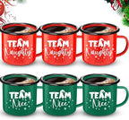 Yaomiao Christmas Enamel Mugs Set of 6 Red or Green Xmas Coffee Mugs Gifts 12 oz Hot Chocolate Holiday Cups with Handle Christmas for Men Women Coworkers Employee Gifts(Team Nice,Red and Green) by Yaomiao