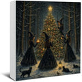 Witchy Christmas Tree Decor, Christmas Gothic Witch Wooden Sign by EUDOSI