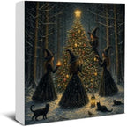 Witchy Christmas Tree Decor, Christmas Gothic Witch Wooden Sign by EUDOSI