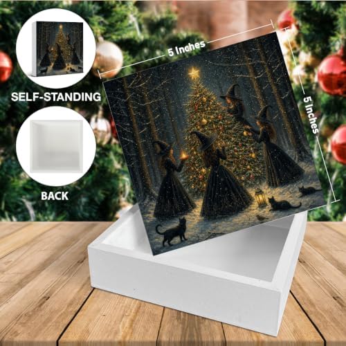 Witchy Christmas Tree Decor, Christmas Gothic Witch Wooden Sign - Image 2