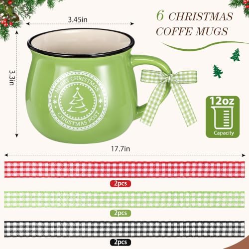 Sawysine Christmas Coffee Mugs 6 Pcs Santa Style, 12 oz Ceramic Holiday - Image 3