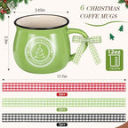 Sawysine Christmas Coffee Mugs 6 Pcs Santa Style, 12 oz Ceramic Holiday - Image 3