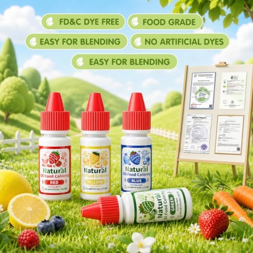 Natural Oil Food Coloring 4x6ml Oil Soluble Dye for Chocolate & Candy Melts - Image 4