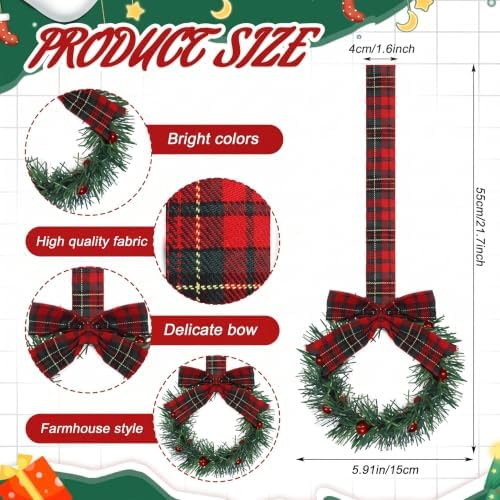 Retrowavy 12 Pcs Small Christmas Kitchen Cabinet Wreaths with Ribbon - Image 2