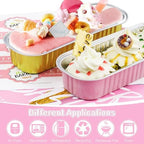 Pink Mini Loaf Pans with Lids, 6.8oz Aluminum Mini Cake Pan 60Pack - Image 4