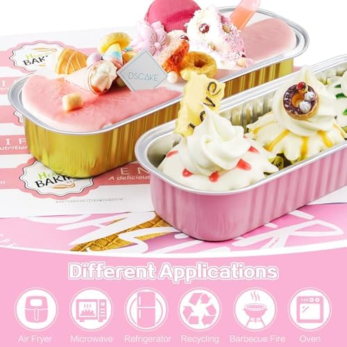 Pink Mini Loaf Pans with Lids, 6.8oz Aluminum Mini Cake Pan 60Pack - Image 4