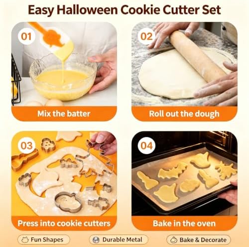 Halloween Cookie Cutters Set, 7pcs Metal Cookie Cutter Shapes & 11"Spatulas - Image 5