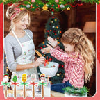 Newtay 5 Sets Christmas Silicone Spatula Cake Spatula Bulk Cooking Scraper with Wooden Handle Xmas Greeting Card Ribbon for Christmas Decoration Holiday Gifts Kitchen Party Favors (Cute Style) - Image 4