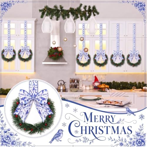 Retrowavy 12 Pcs Christmas Kitchen Cabinet Wreaths with Ribbon Small Wreath - Image 3