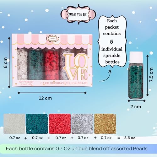 Confect Christmas Sprinkles | White, Red, Silver, Gold & Holly Green Mix | Edible Holiday Sprinkles for Cakes, Cupcakes & Cookies | Festive Baking Decorations-5 Oz - Image 5