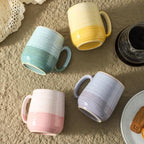 HASENSE Porcelain Coffee Mugs Set of 4, 12 Oz Two-Tone Reactive Glaze Coffee Cups with Handle, Unique Colorful Mug Set for Coffee, Tea, Coco, Latte, Dishwasher and Microwave Safe - Image 4