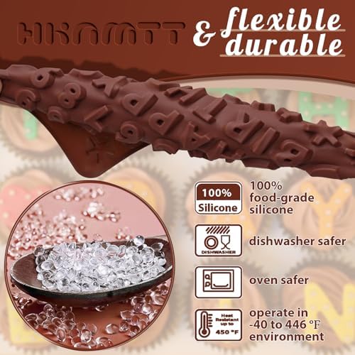 HKNMTT Letter Molds Silicone for Chocolate 2PCS, Small Mini Size for Alphabet Decorating Birthday Cake Strawberries Lollipop Fondant, Heart Shaped Gift Choice, Non-stick BPA Free Moulds - Image 4