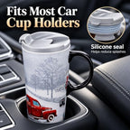 Topadorn 17oz Ceramic Travel Mug with Lid, Christmas Red Truck Coffee Mug - Image 5