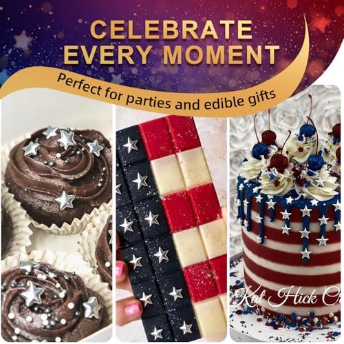 Sliver Star Sprinkles, 10MM Edible Candy Stars for Cake Decorating, Cupcakes, Cookies & Desserts, 4.2 oz Metallic Silver Sprinkles for 4th of July , Christmas, Wedding, Birthday, Holiday Baking Baby Shower - Image 3