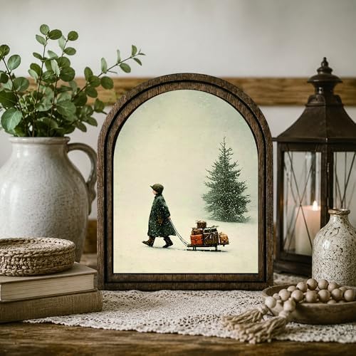 Winter Child Arched Decor, Christmas Sled Table Sign, 5.9x7.9 - Image 7