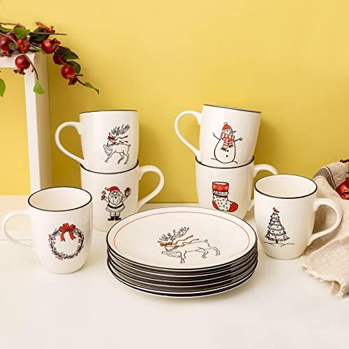 LEHAHA Christmas Coffee Mug Set of 6 – 16 oz Holiday Theme Ceramic Coffee Cups Perfect for Latte, Tea or Milk, walter,Winter Beverage,Give as a Christmas Gift to Family or Friends. - Image 5