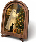 Ghost Christmas Arched Decor, Black Cat Table Sign by HPCHENG