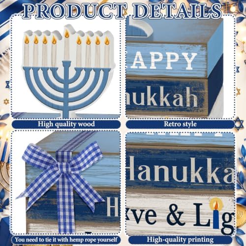 4 Pcs Hanukkah Table Decor for Home Chanukah Tiered Tray Decor - Image 5