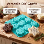3Pcs Snowflake Silicone Mold - 9-Style Christmas Snowflake Chocolate and Candy Molds, Christmas Silicone Molds for Desserts, Soap, Candles, Jello, Ice, and Wax Melts - Image 3