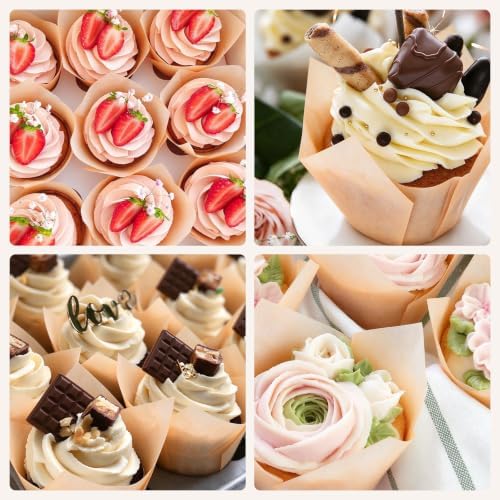 120pcs Jumbo Natural Tulip Cupcake Liners, Greaseproof Muffin Liners - Image 7