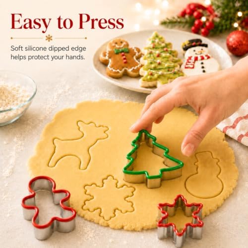 Christmas Cookie Cutter Set, 5-Piece Stainless Steel with Soft Edges - Image 3