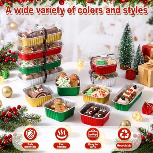 LemonRoad Mini Loaf Pan with Lids and Spoons, Christmas Colors, 120 Sets - Image 3