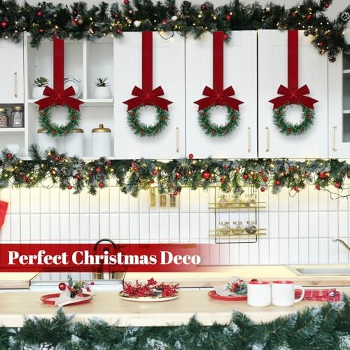Retrowavy 12 Pcs Small Christmas Kitchen Cabinet Wreaths with Ribbon - Image 6