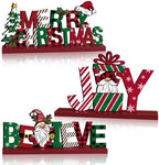 3 Pcs Christmas Table Decorations, Wooden Christmas Decor Indoor by Golibra