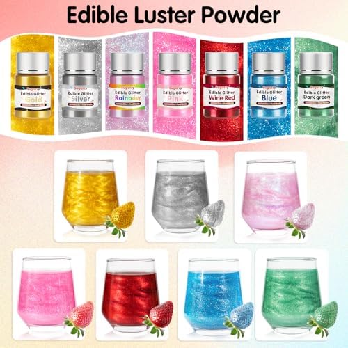 Edible Pink Glitter for Drinks,10g Food Coloring Shimmer Powder for Baking - Image 3