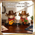 2 Pcs Resin Highland Cow Figurines Decor, Western Cowboy Style - Image 2