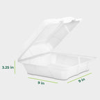 Freshware Compostable 9x9" Clamshell Take Out Food Containers - Image 3